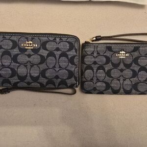 Coach Signature Black and Gray Wristlet Duo